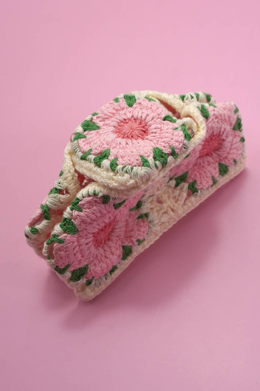 JUMBO HANDMADE CROCHET FLORAL HAIR CLAW CLIPS