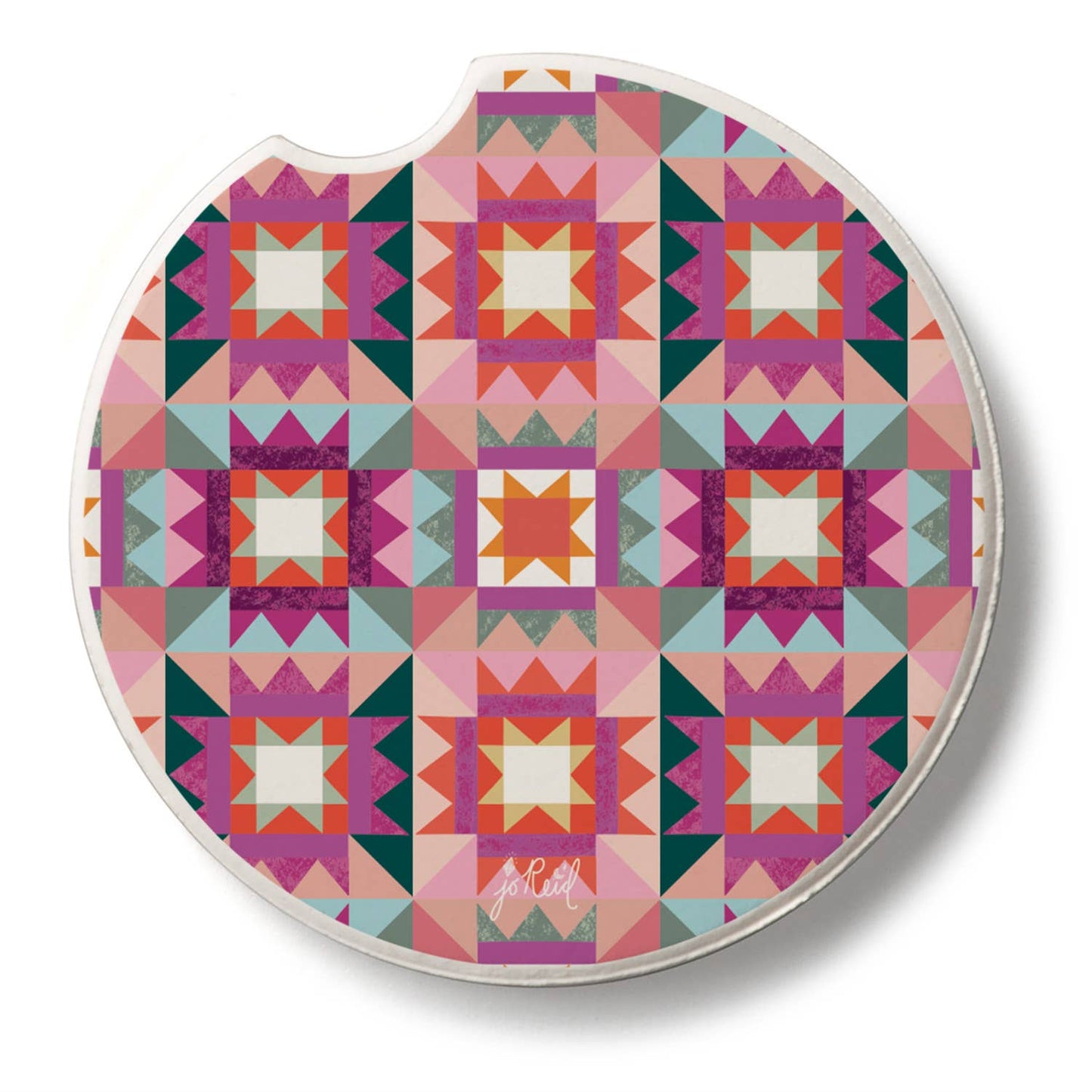 "Vintage Patchwork" Stone Car Coaster  BULK NO PACKAGING