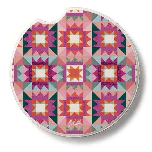 "Vintage Patchwork" Stone Car Coaster  BULK NO PACKAGING