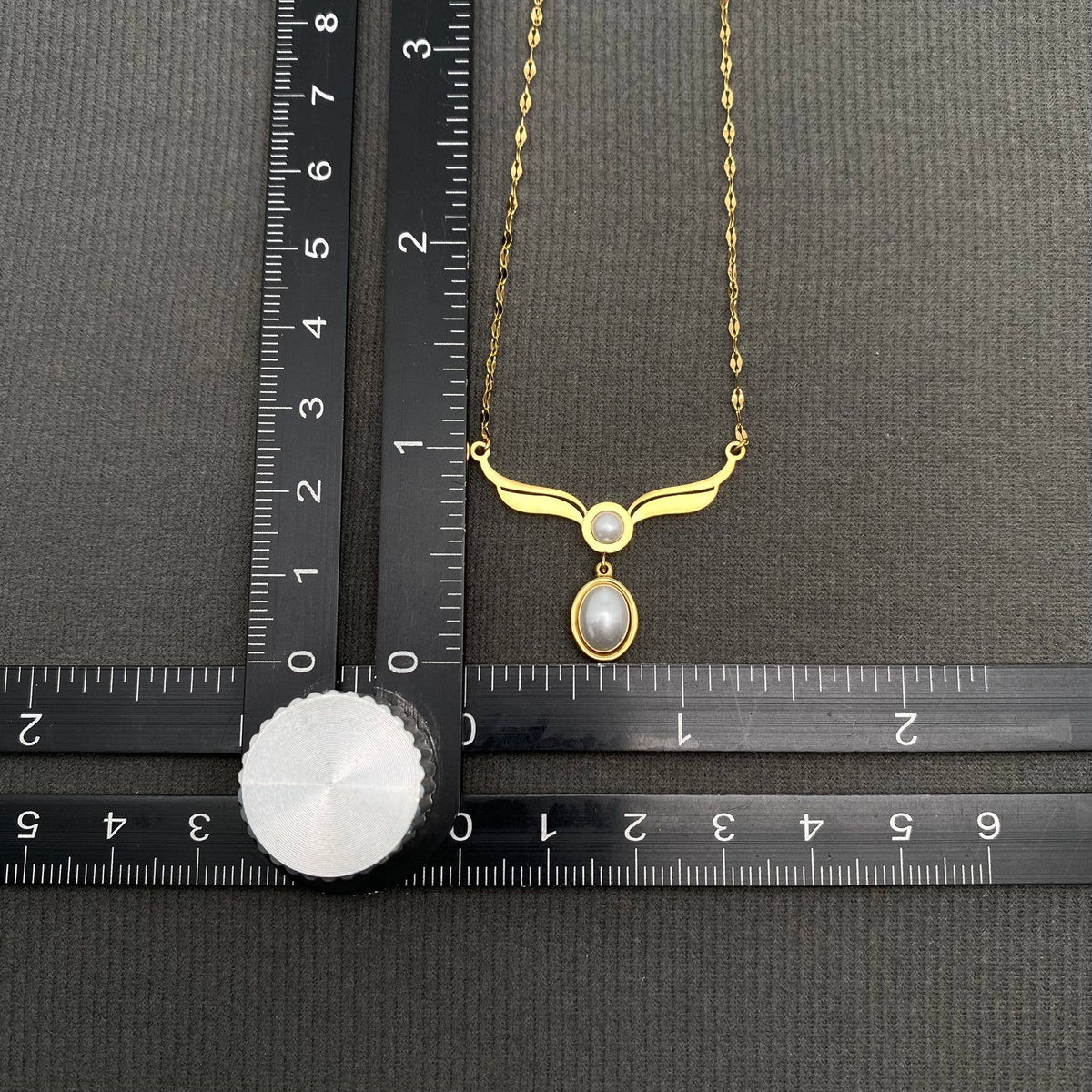 Pearl inlaid Wing charm 18K Gold Plated SS Necklace - FGS