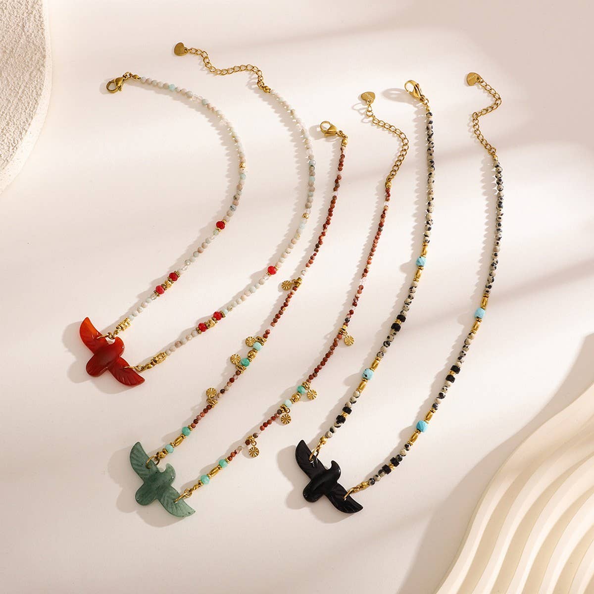 High-End Eagle Beaded Natural Stone Necklace_CWMM7542: TYPE1 / (OS) 1