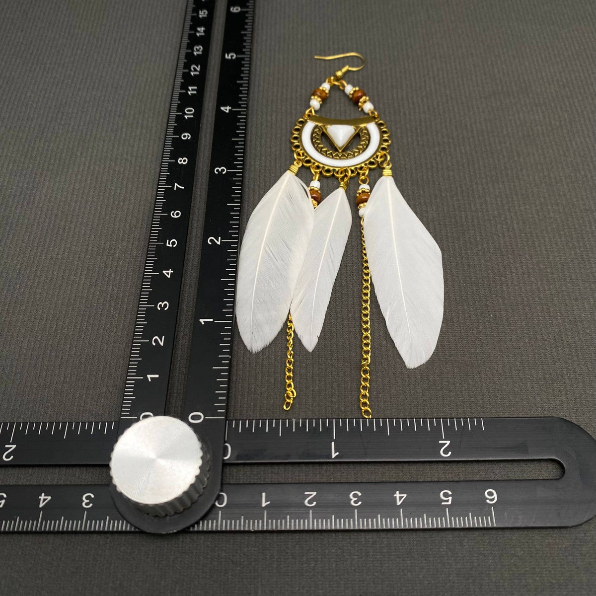 Multi-style White Feather Fringe Dangle Earrings: B