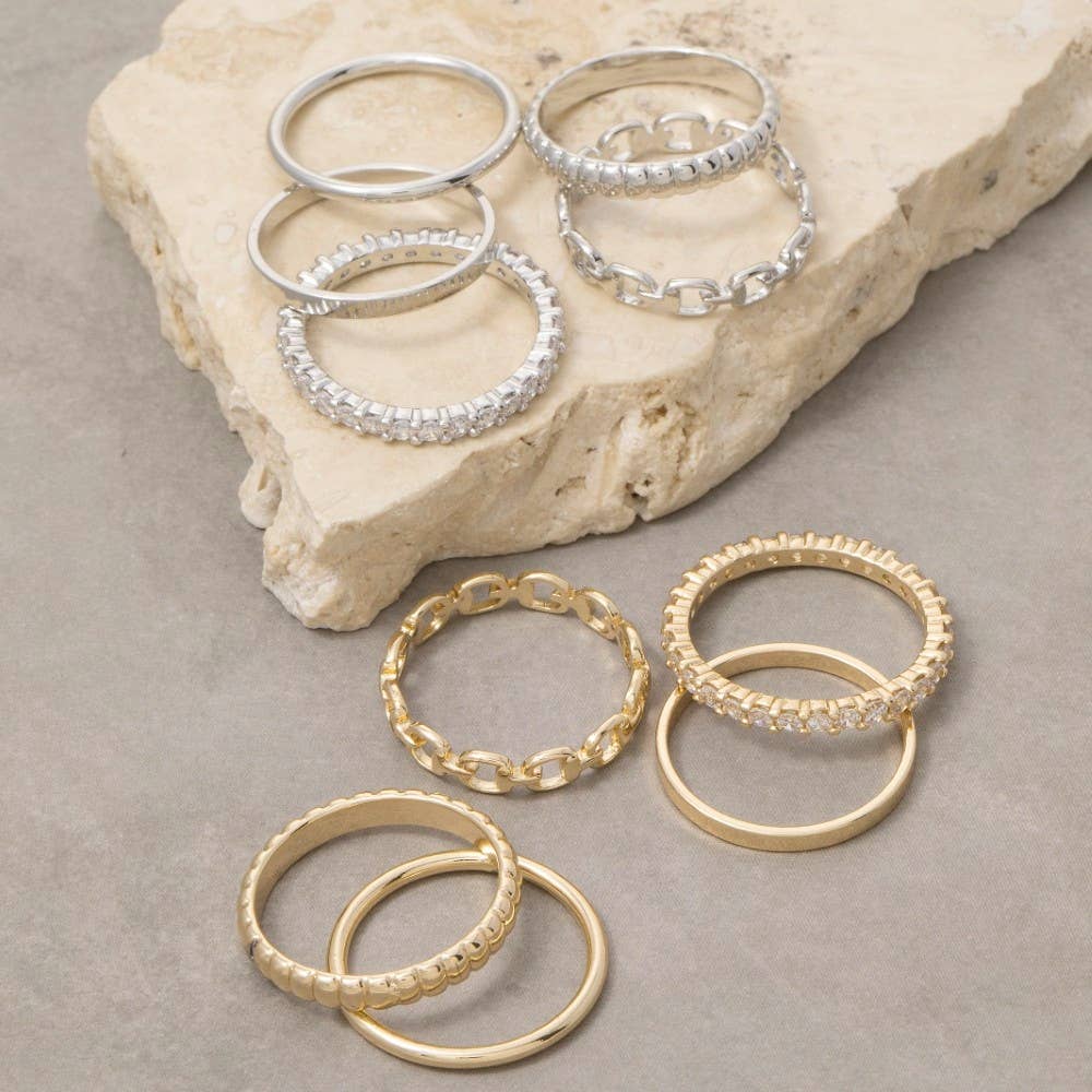 5Pc Assorted Band Rings Set: GDCRY