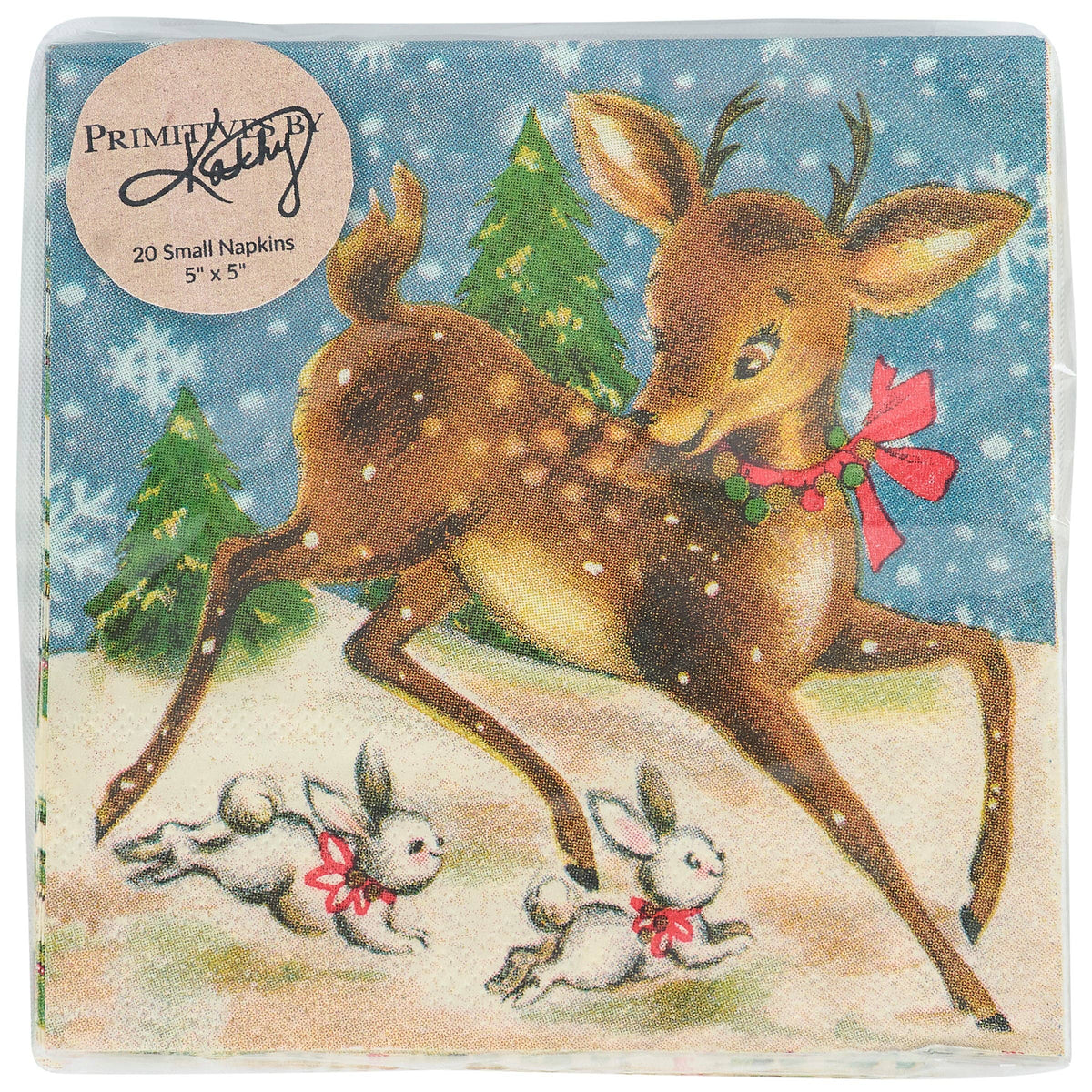 Retro Deer Beverage Napkin