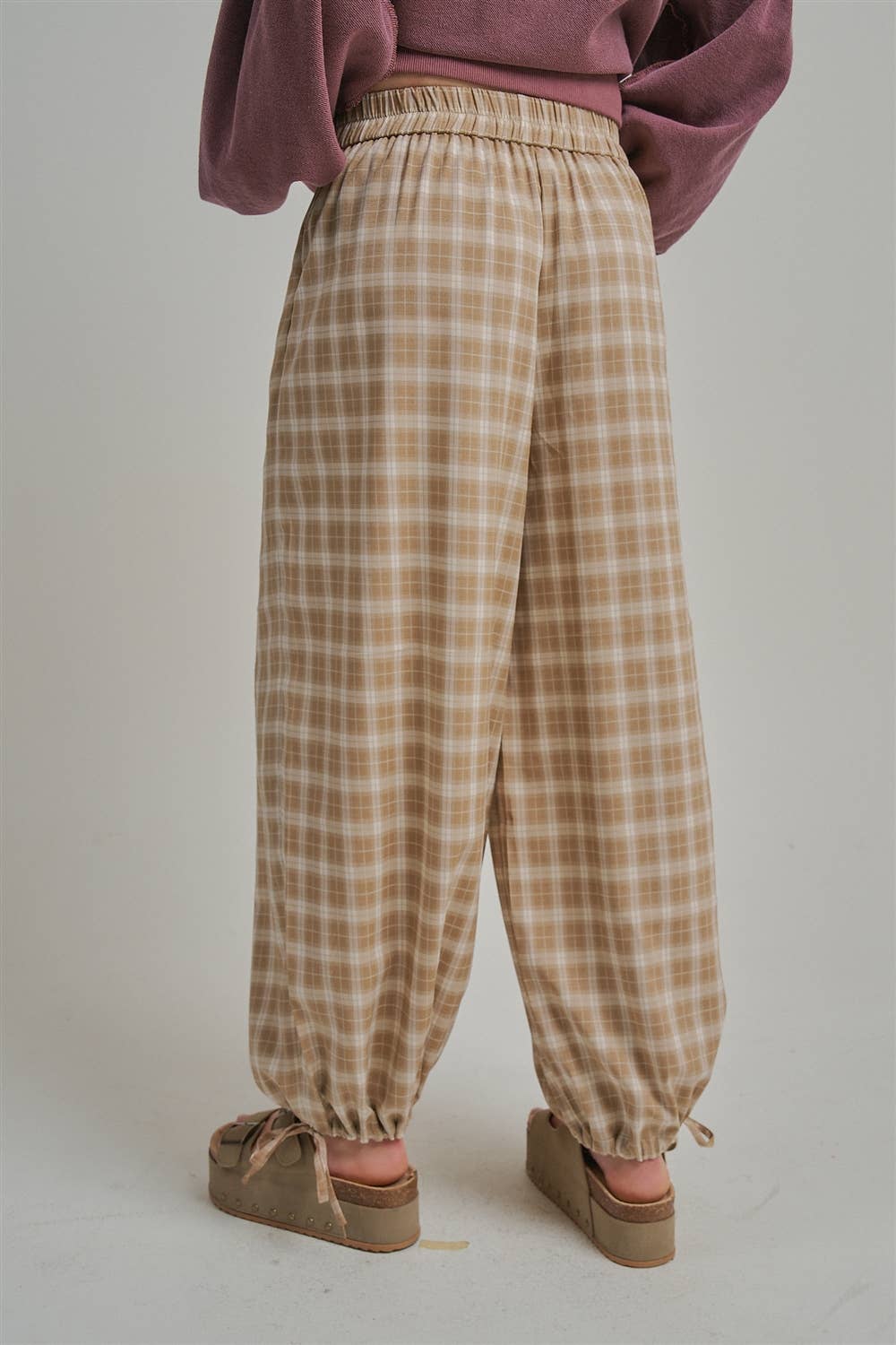 PLAID CHECKERED WIDE LEG BALLOON PANTS