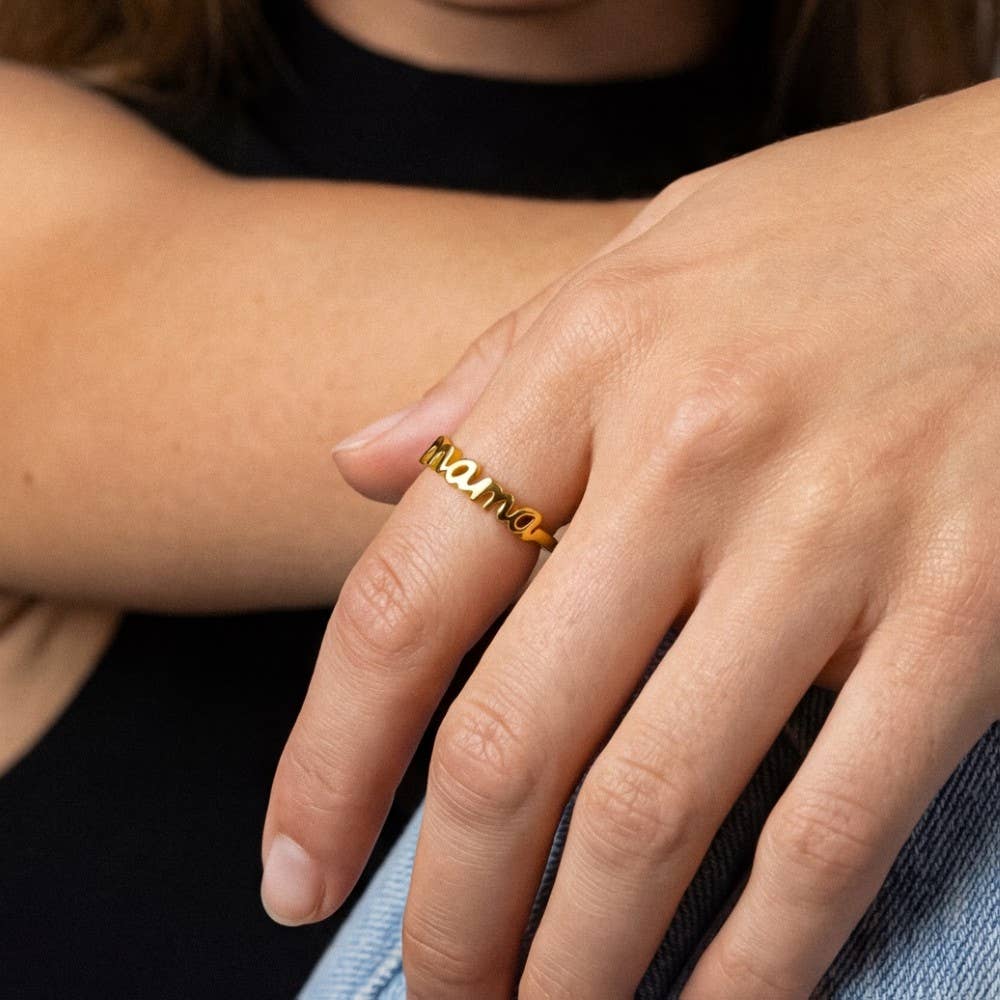 Secret Box Gold Dipped Mama Print Ring: GD