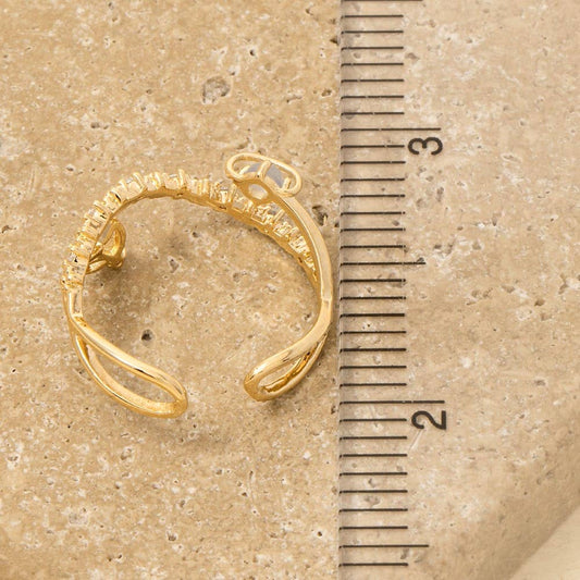 Gold Dipped Cz Dainty Open Band Ring: G