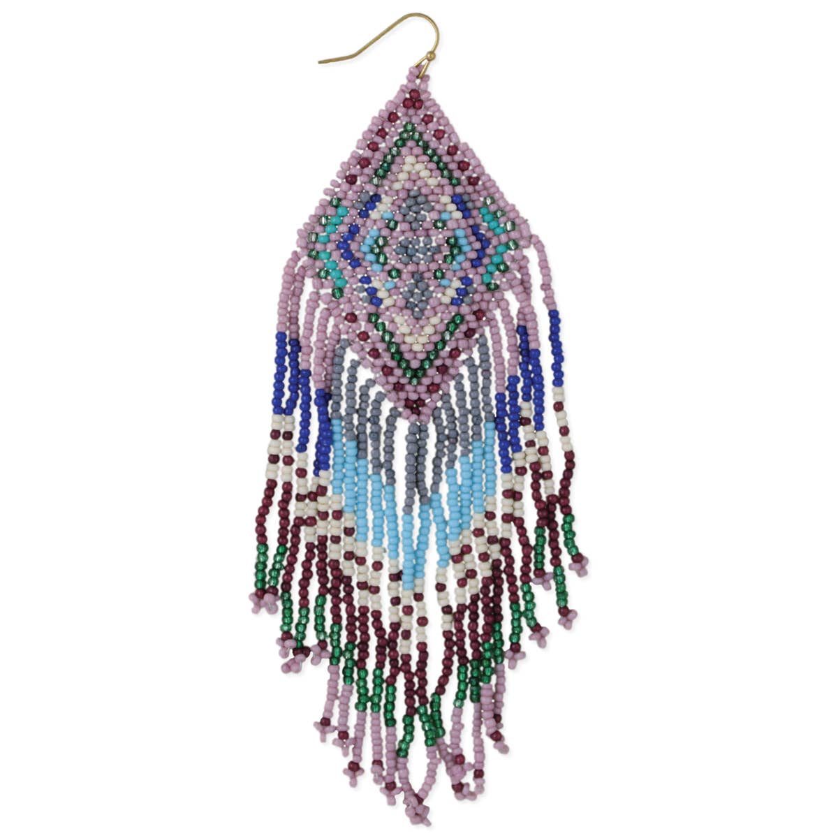 Southwest Style Purple Blue Bead Fringe Earrings