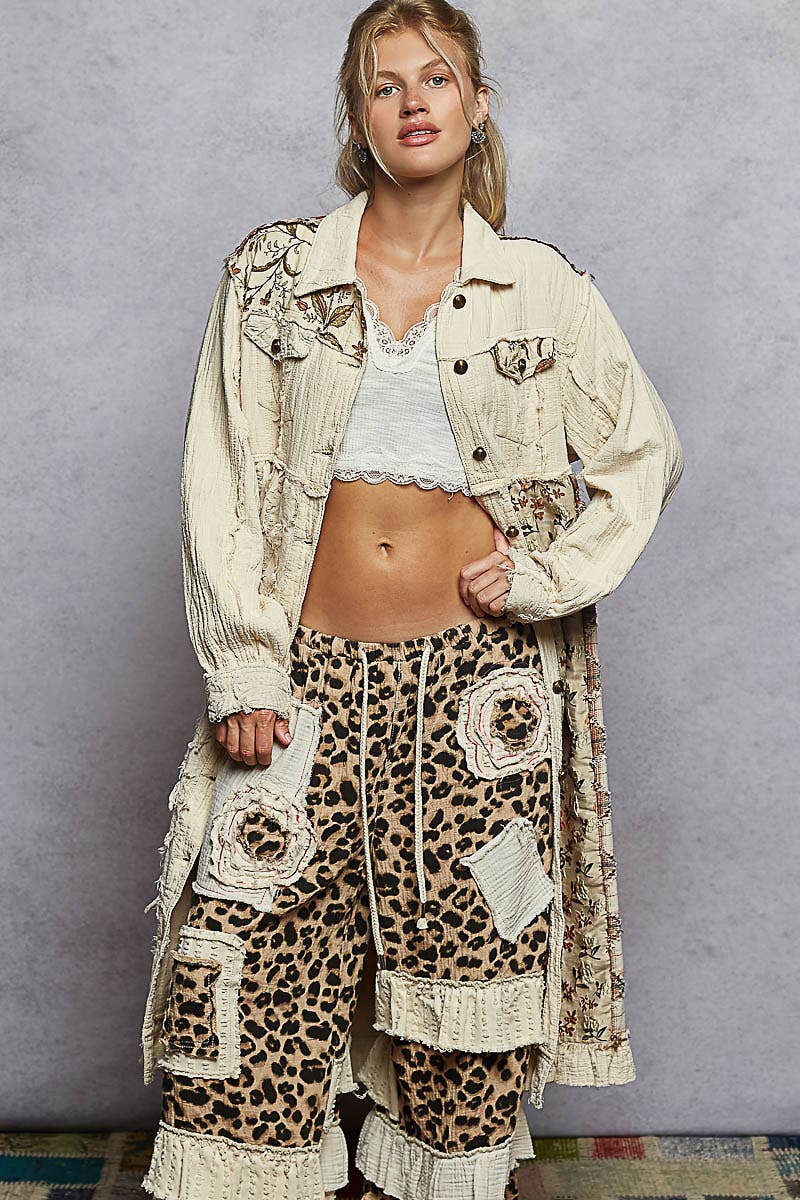 Contrast maxi length jacket