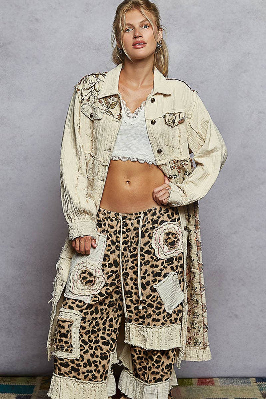 Contrast maxi length jacket