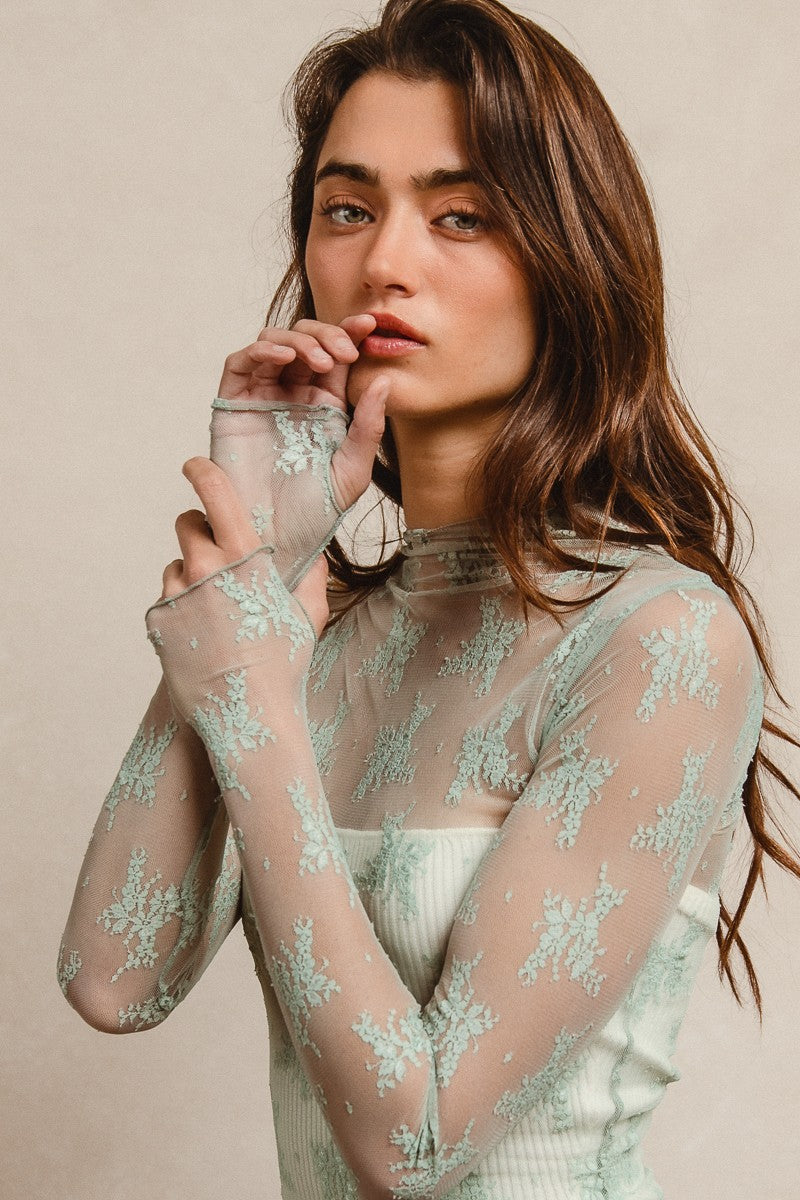 Long Sleeve Mesh Top