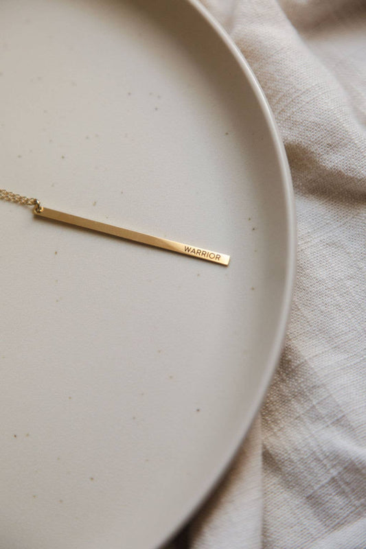 Warrior Minimal Bar Pendant: Yellow Gold