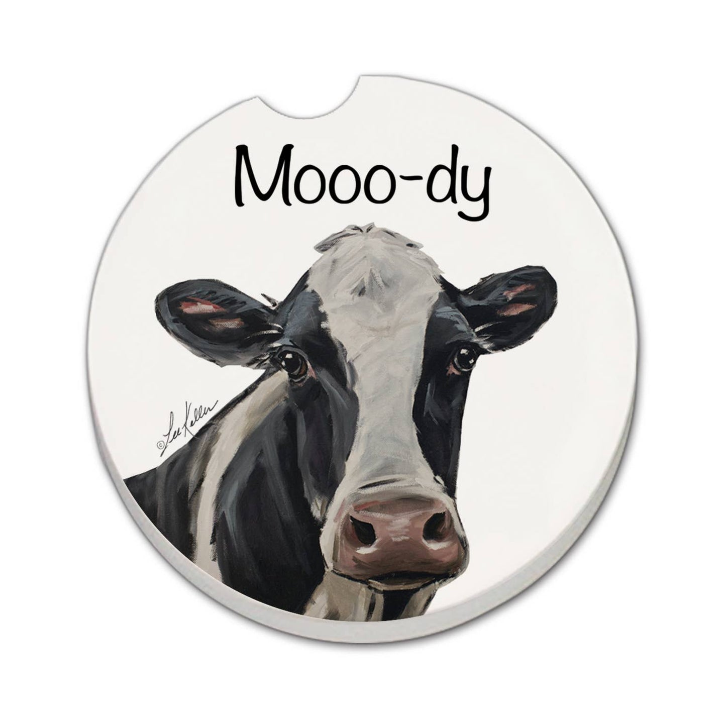 "Mooo-dy" Absorbent Stone Car Coaster 1pk