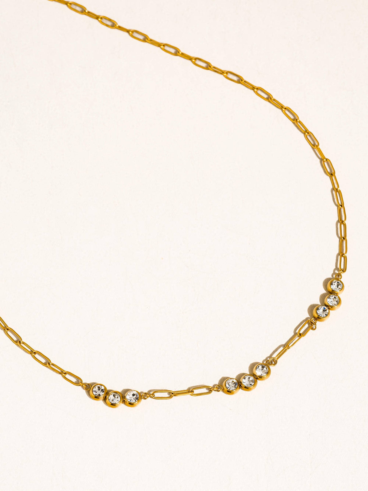 Éclaire 18K Gold Non-Tarnish CZ Station Chain Necklace: Yellow Gold