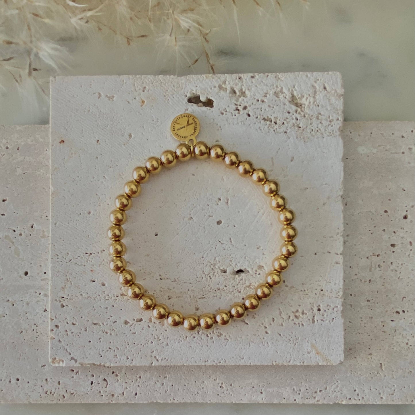 Gold Beaded Bracelet 18k gold plated stainless steel beads