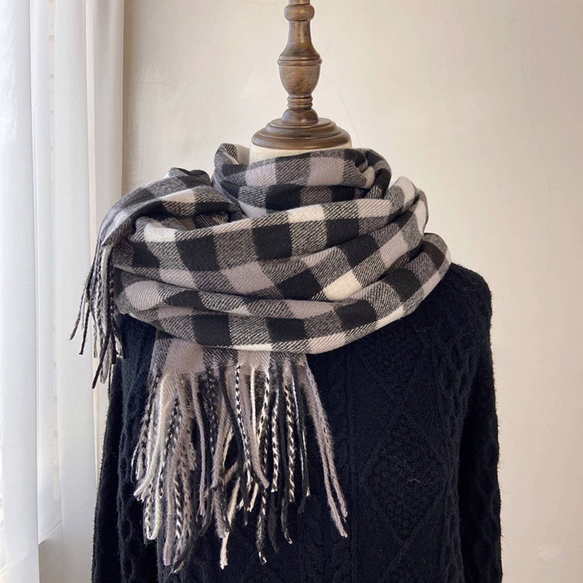 Vintage Wool-Blend Scarf – Cozy Winter Neck Wrap_CWASC1476: GREEN1 / (OS) 1