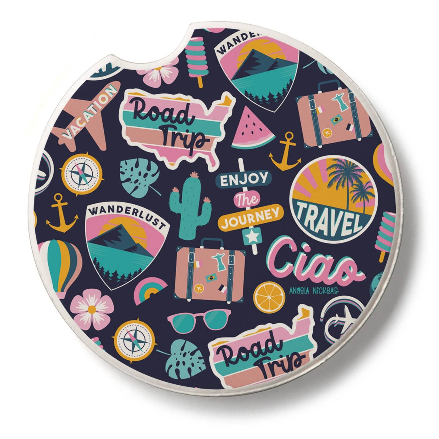 "Around the World" Single Packaged Stone Car Coaster