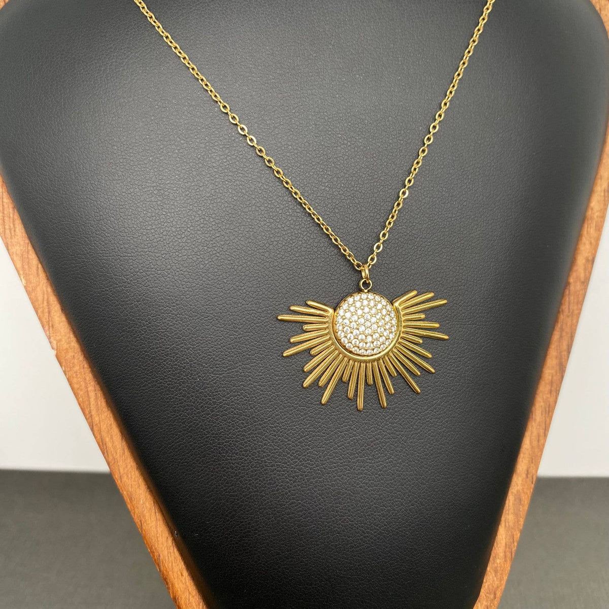 Full Zircon Sun 18K Gold Plated S.Steel Necklace - FGS/MS