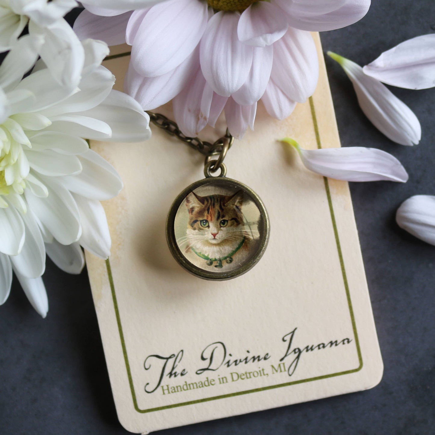 Calico Cat Simple Reversible Pendant Necklace