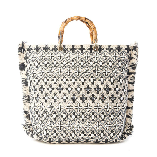 Starlit Loom Hand Embroidered Tote Bag in Twilight Sand: Twilight Sand