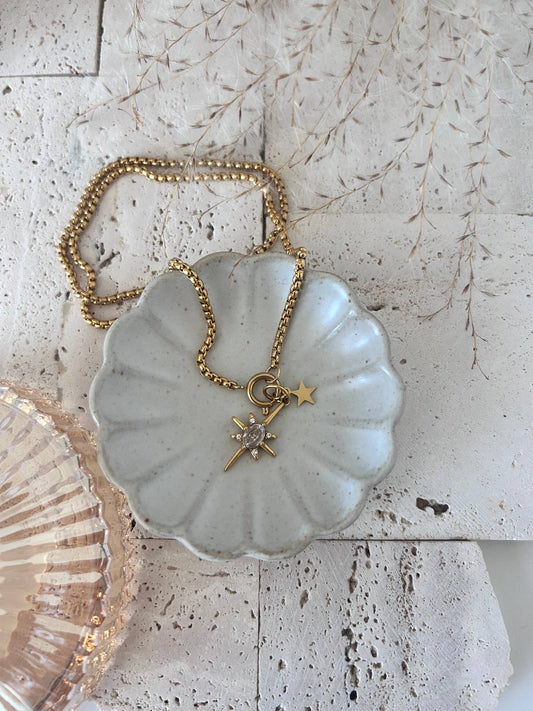 Stars removable charms pendants necklace 18k gold plated 