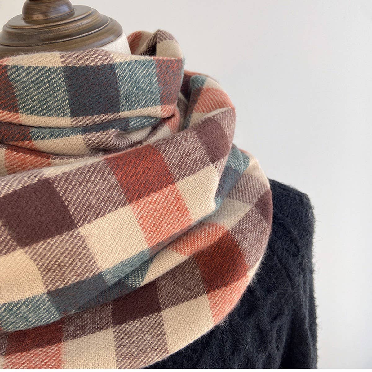 Vintage Wool-Blend Scarf – Cozy Winter Neck Wrap_CWASC1476: GREEN1 / (OS) 1