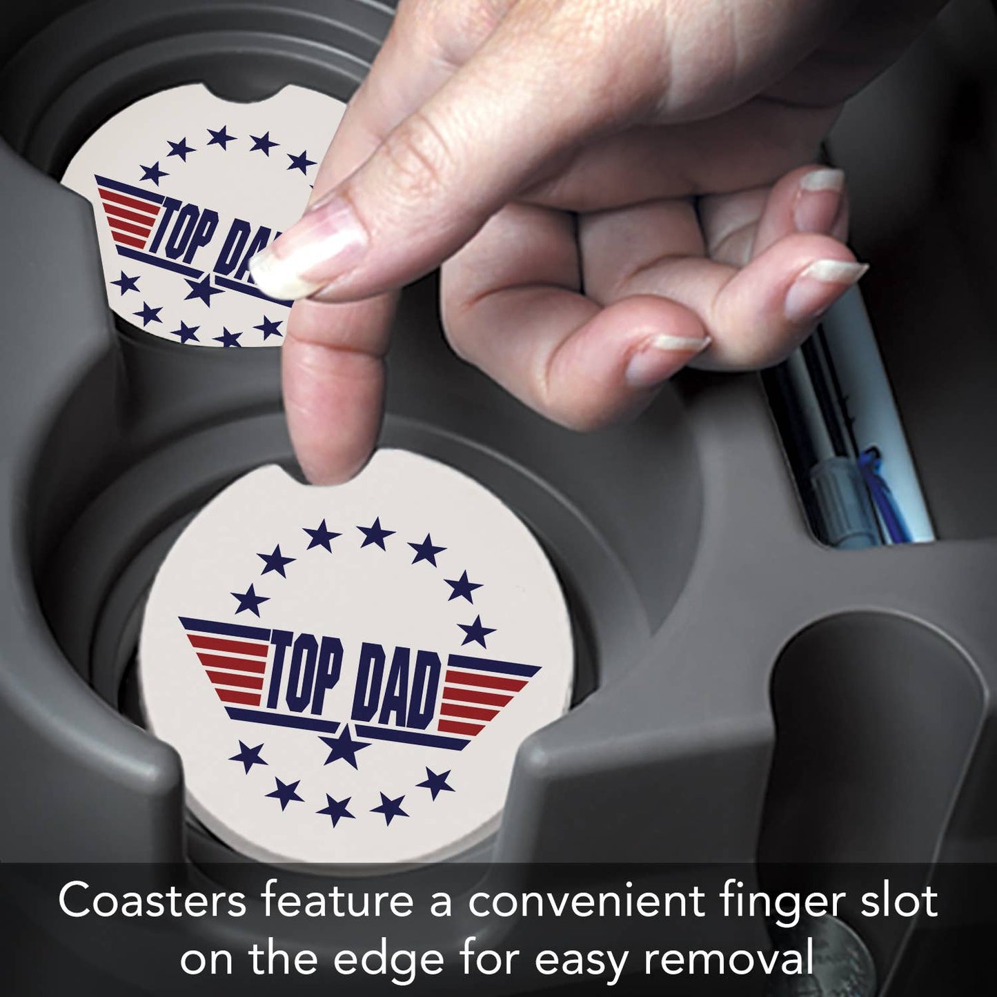 Top Dad Absorbent Stone Car Coaster 1 Pk