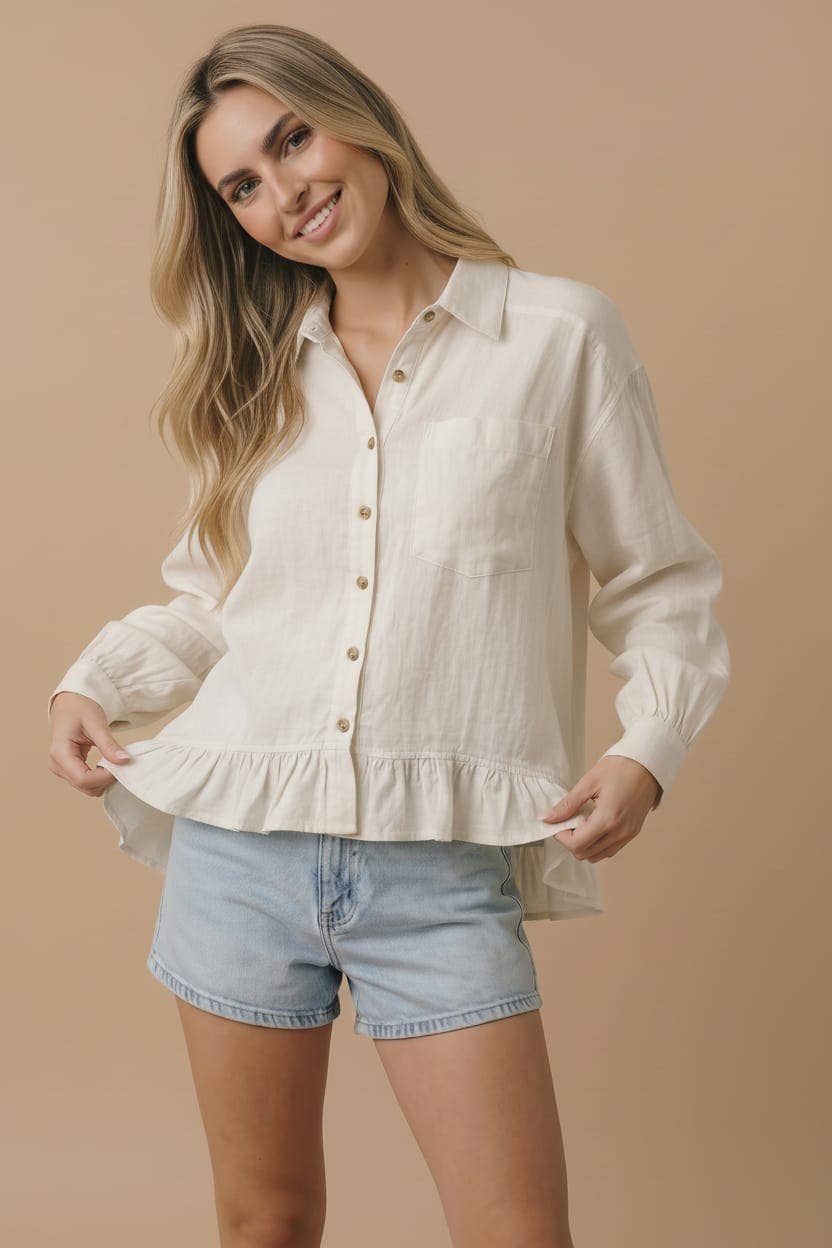Solid Babydoll Peplum Shirt