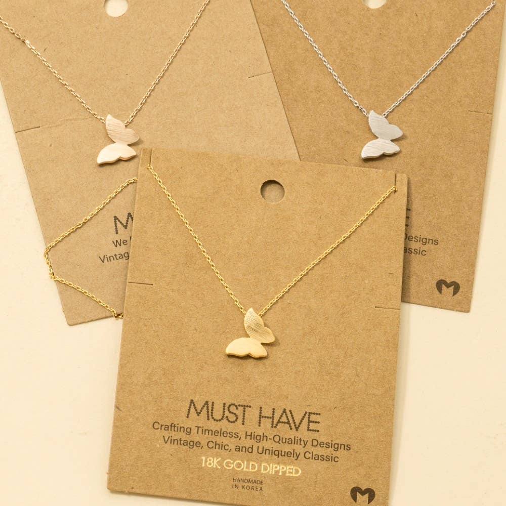 Gold Dipped Mini Butterfly Pendant Necklace: G