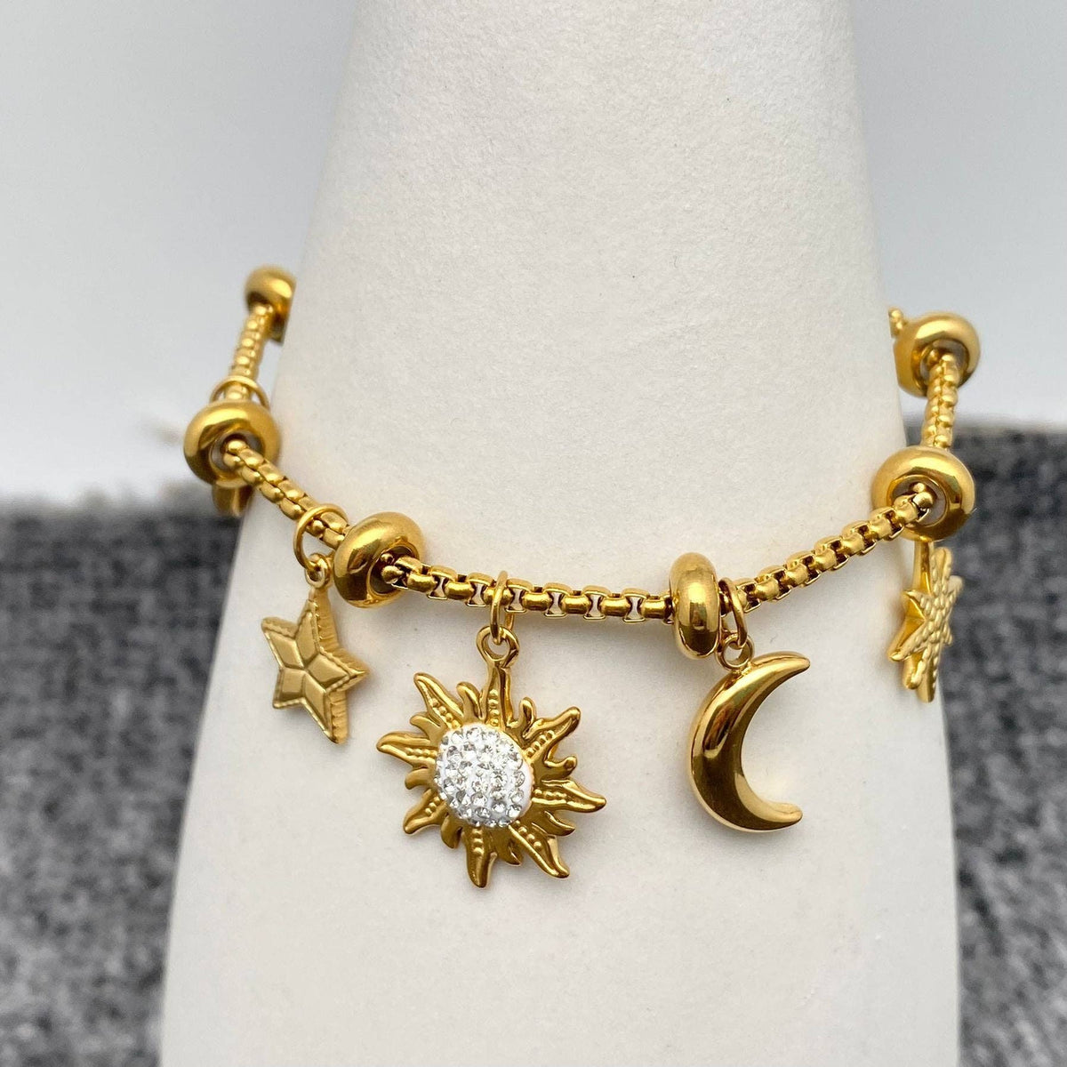 Star & Moon & Sun& Heart charm 18K Golden Bracelet - FGS/MS