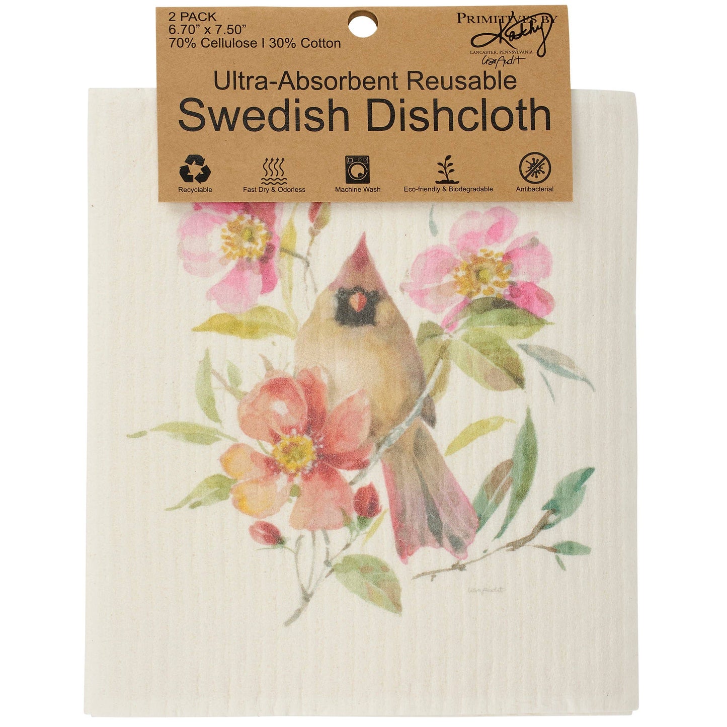 Everyday Cardinal Swedish Dishcloth Set