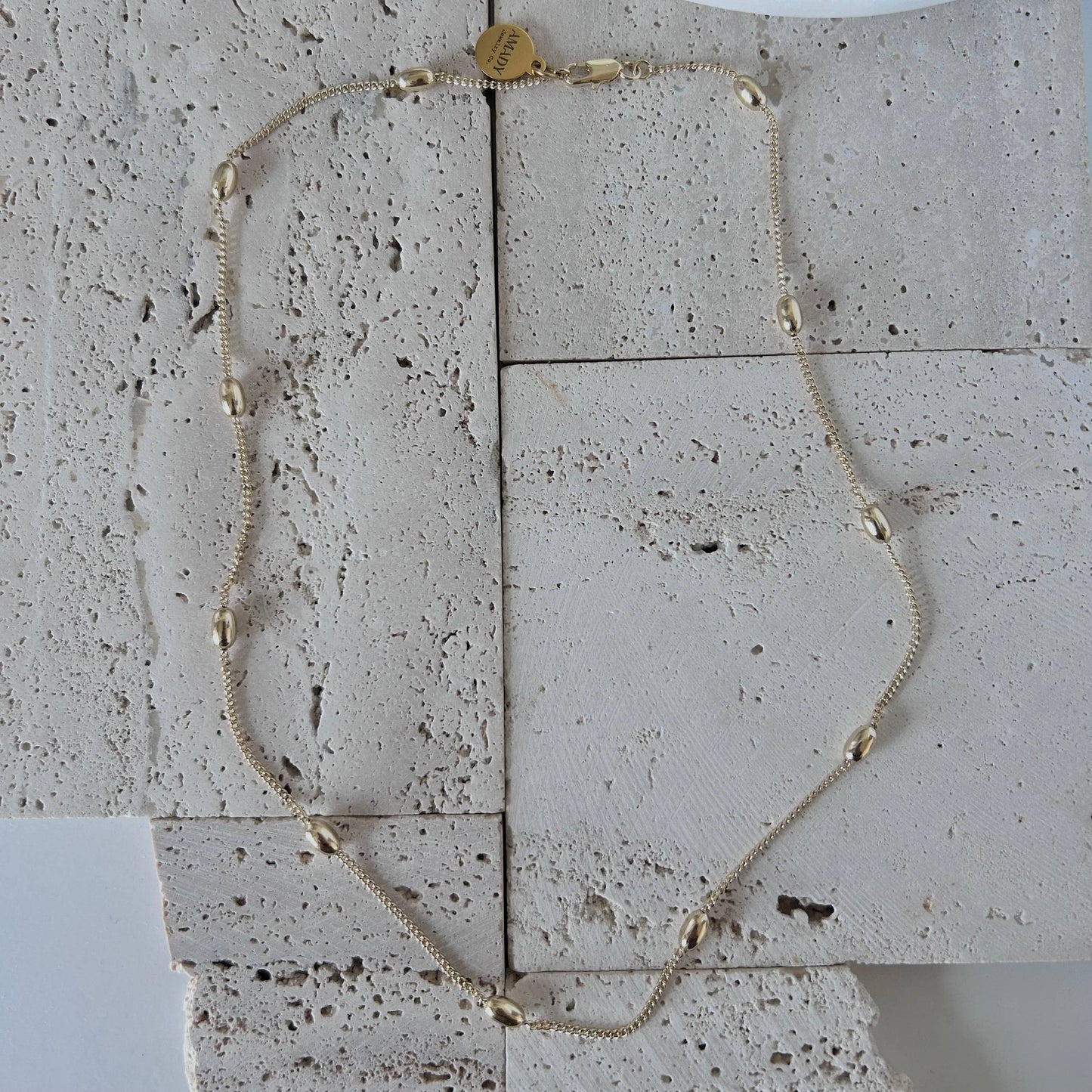 Beaded layering chain necklace 14k gold filled 18 inches