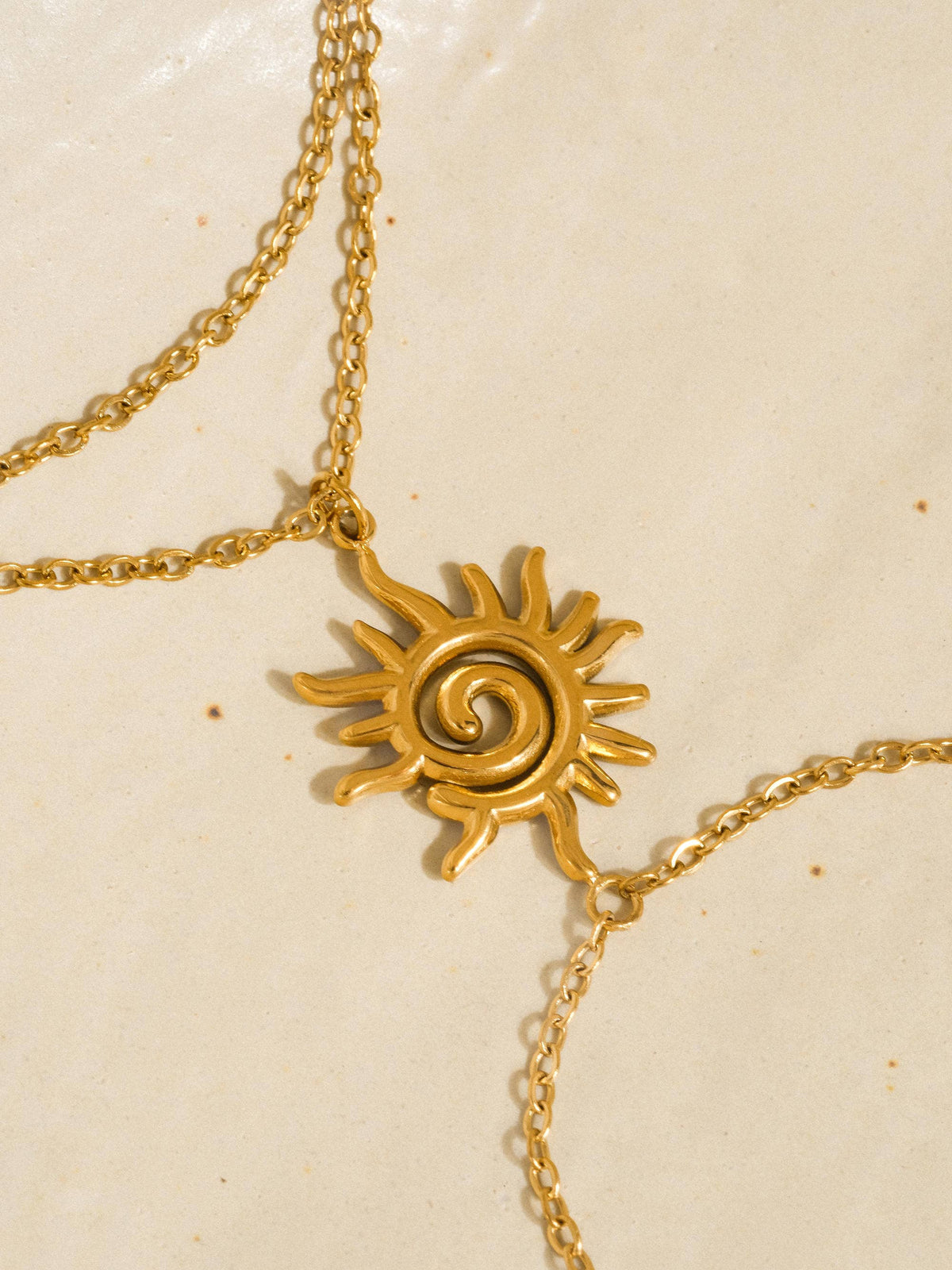 Carmela 18K Gold Non-Tarnish Sun Charm Hand Chain: Yellow Gold
