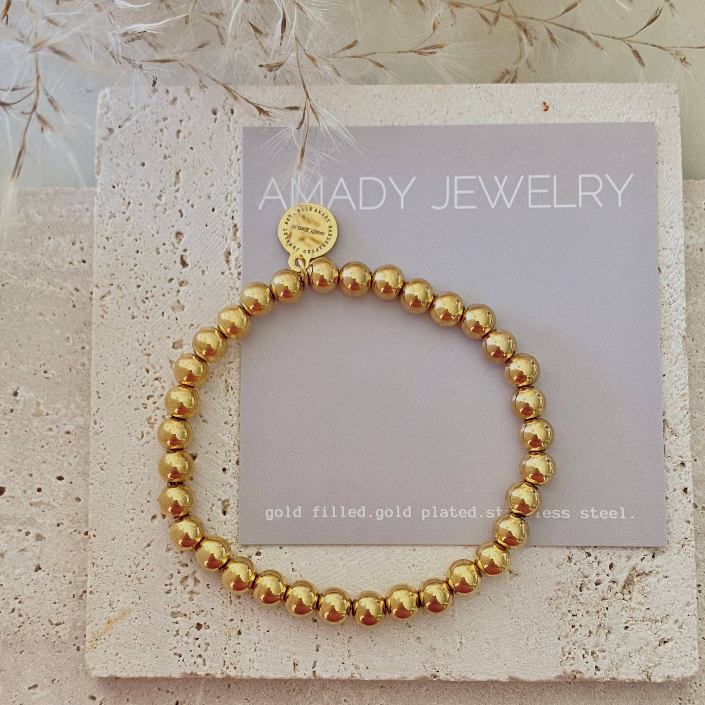 Gold Beaded Bracelet 18k gold plated stainless steel beads