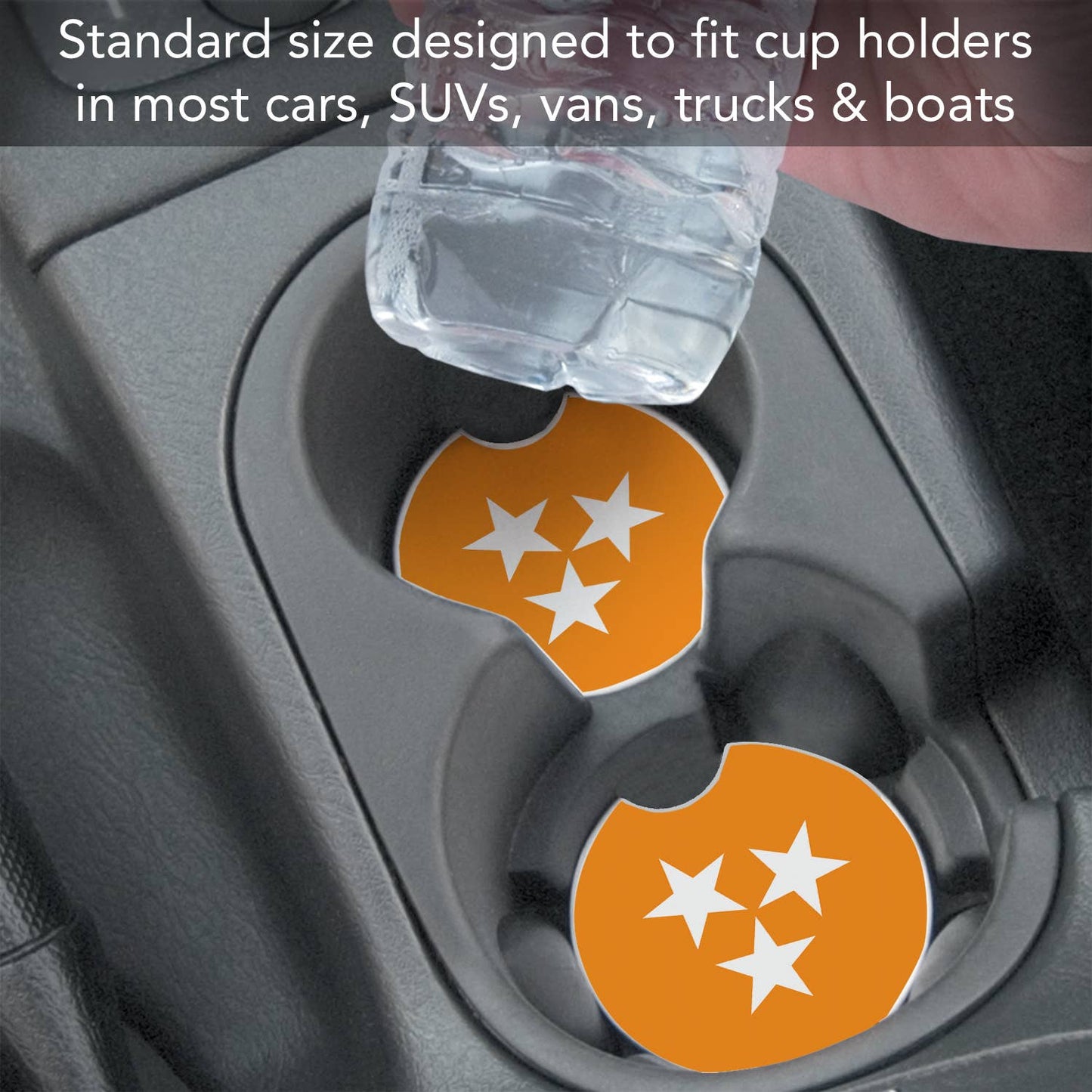 "Tennessee Tri-Star"  Absorbent Stone Car Coaster