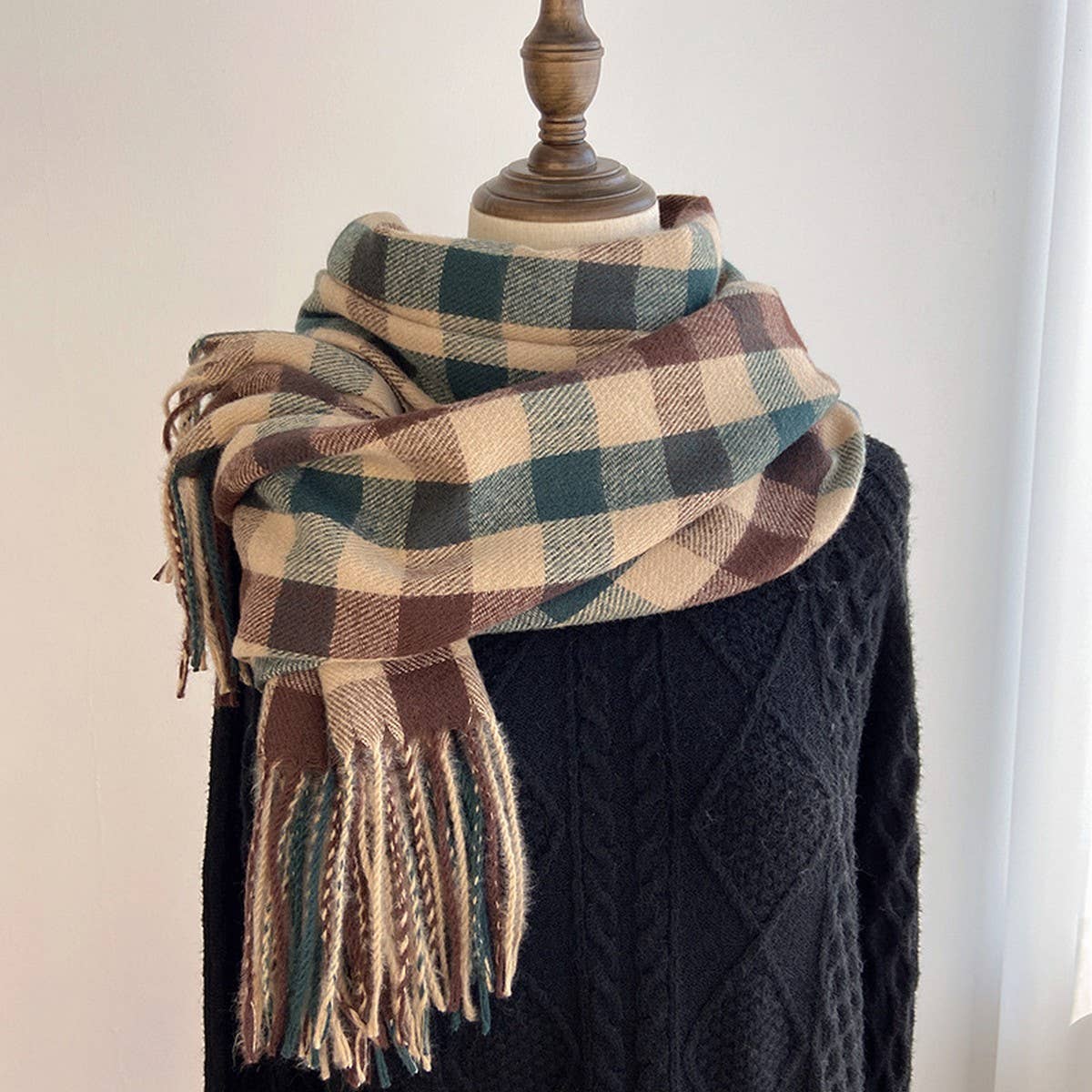 Vintage Wool-Blend Scarf – Cozy Winter Neck Wrap_CWASC1476: DARKBLUE / (OS) 1