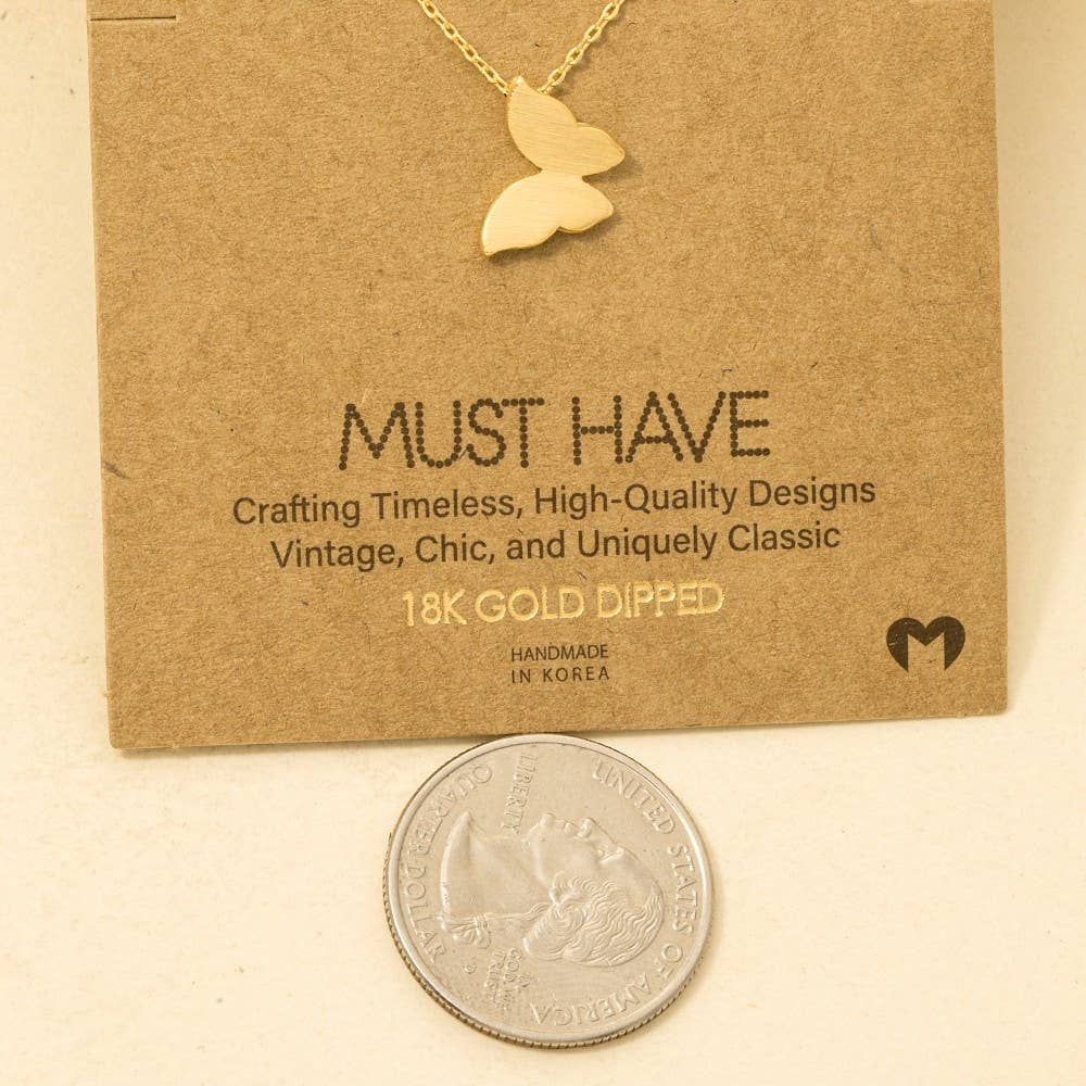 Gold Dipped Mini Butterfly Pendant Necklace: G