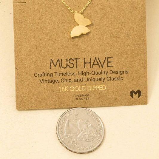 Gold Dipped Mini Butterfly Pendant Necklace: G