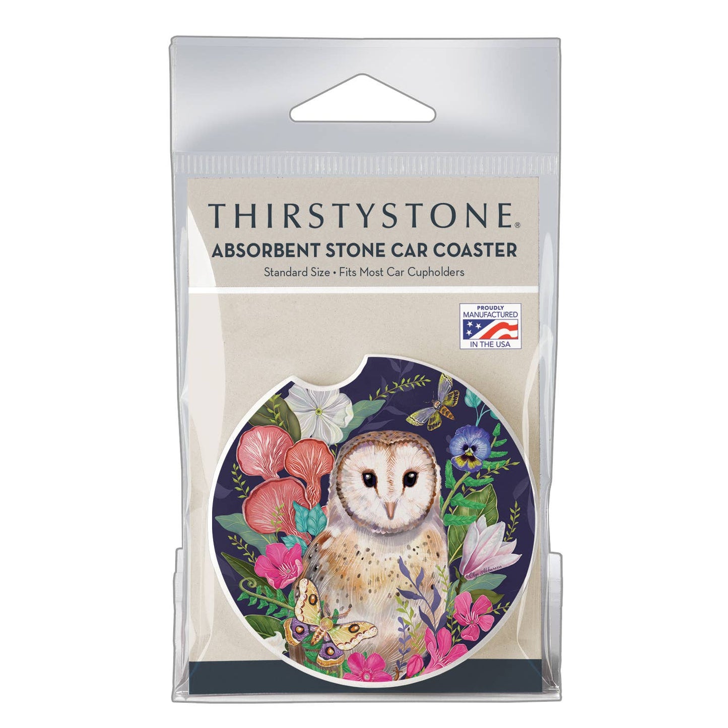 "Barn Owl" Absorbent Stone Car Coaster 1pk