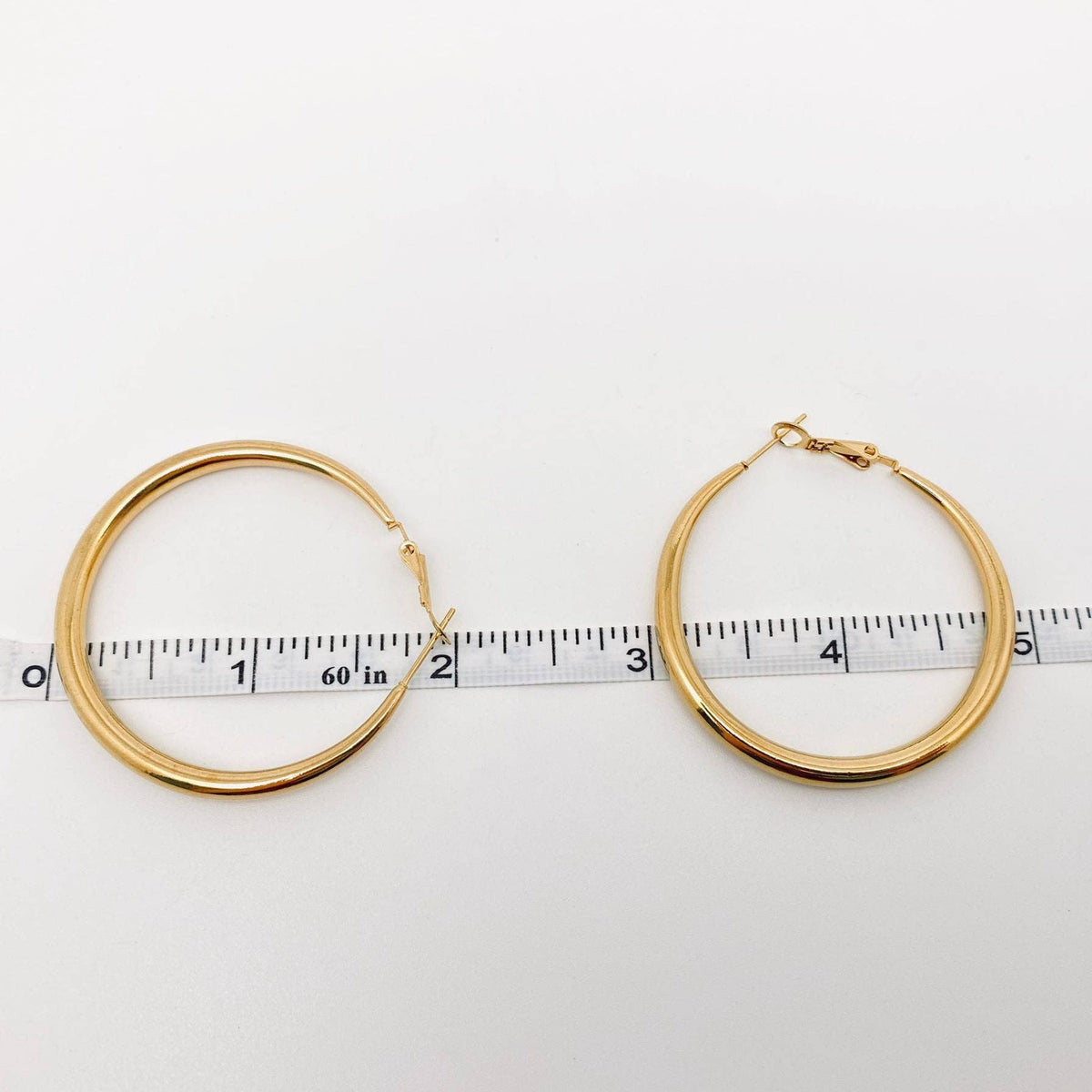 18K Gold Plated Stainless Steel Hollow Hoop Earrings - FGS