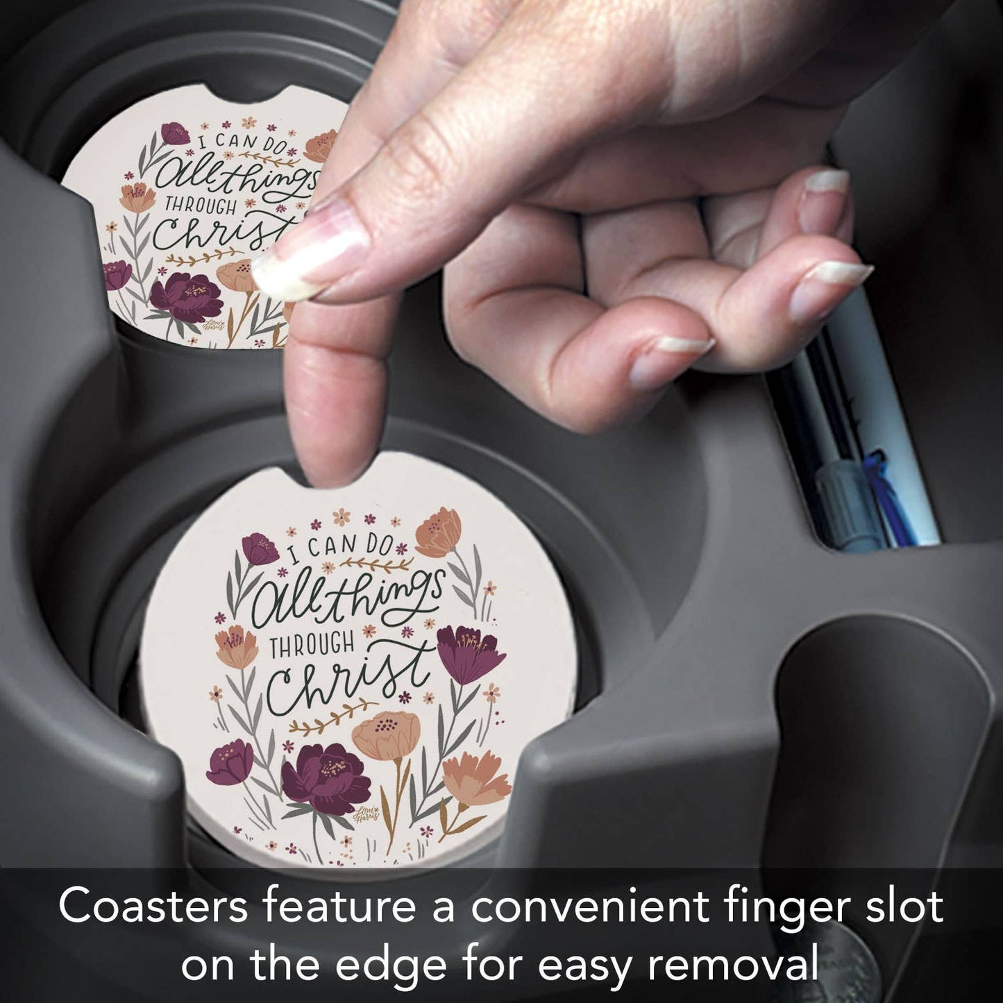"All Things" Single Packaged Stone Car Coaster