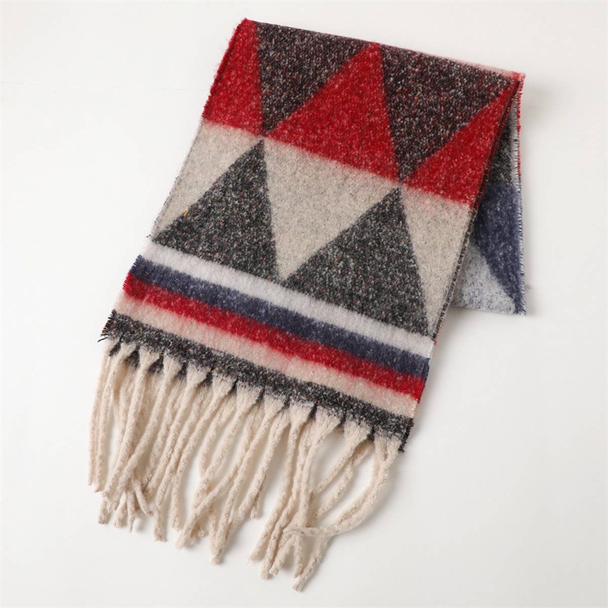 Modern Commuter Triangle Fringe Winter Scarf_CWASC2740: Yellow / (OS) 2