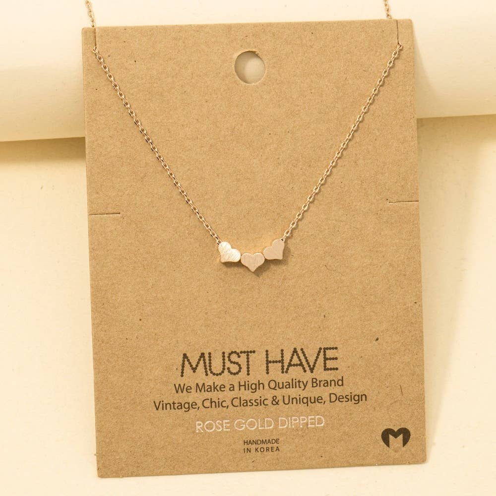 Three Dainty Hearts Necklace: G