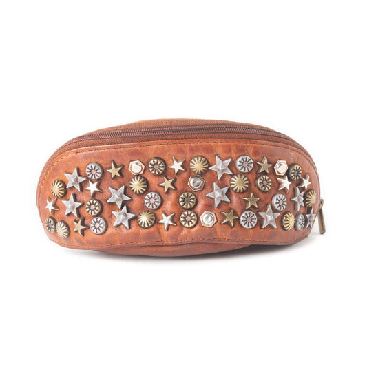 Eclipse Charm Leather Sunglass Case in Brown: Brown