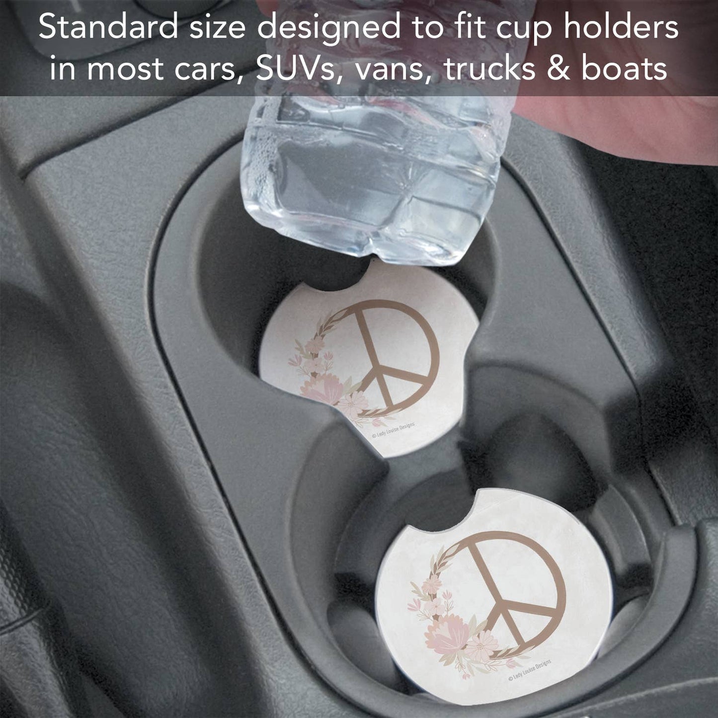 "Floral Peace" Absorbent Stone Car Coaster 1pk