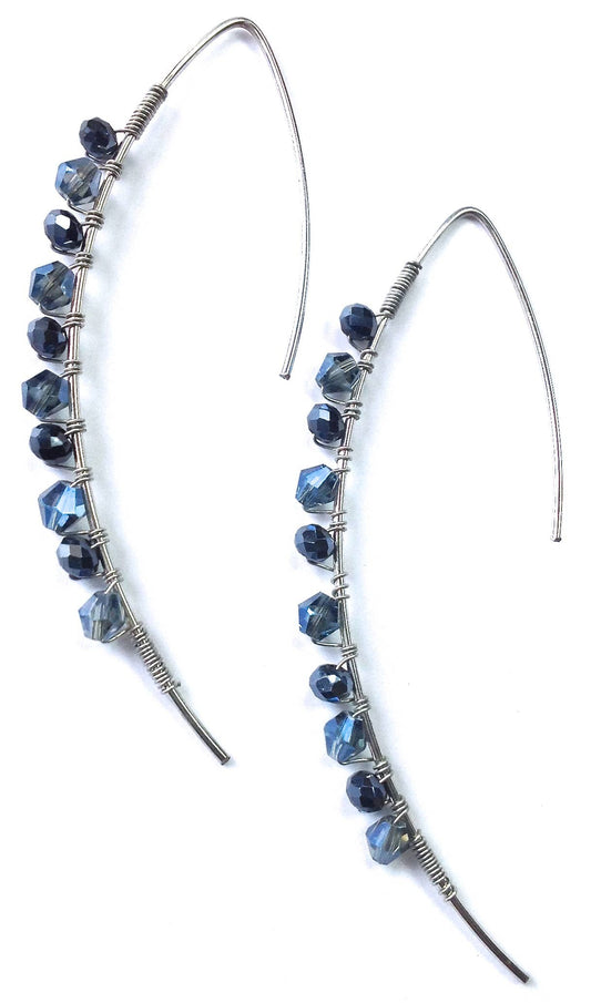 ER-Long Open Wire with Wrapped Beads Dangle Earrings