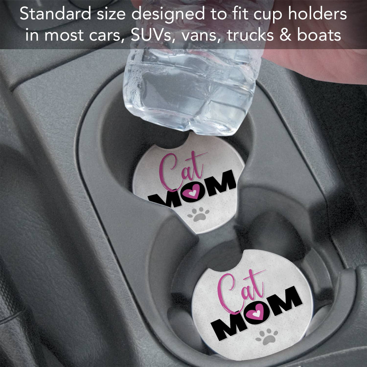 Cat Mom Absorbent Stone Car Coaster 1 Pk