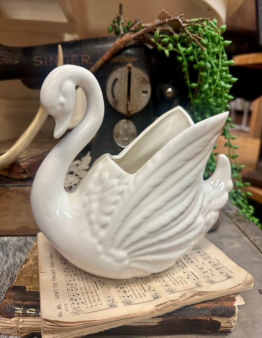 Large ceramic swan planter