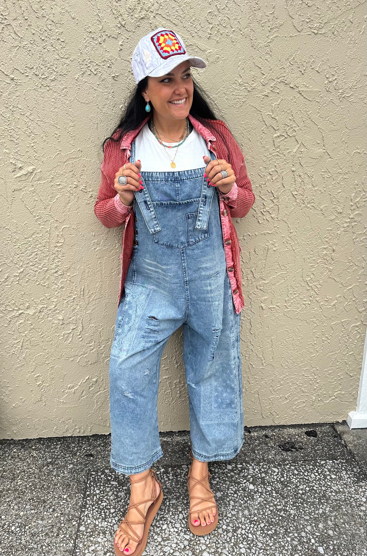 Washed Bandana Overalls