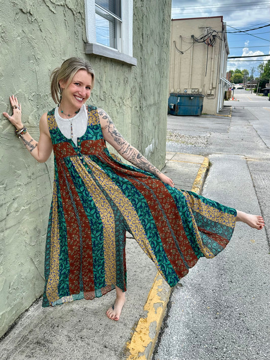 Teal Vine Jumpsuit